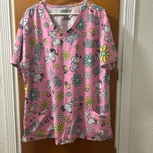 Peanuts Pink Scrub Top
